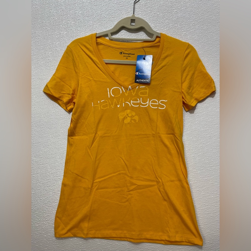 Champion Gold V-Neck Iowa Hawkeyes Women's Tee